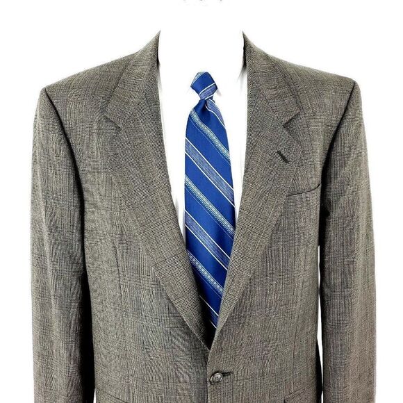 Cricketeer Wool 2 Button Sport Coat 40L Tan Glen Plaid Blazer‎ - Picture 1 of 11